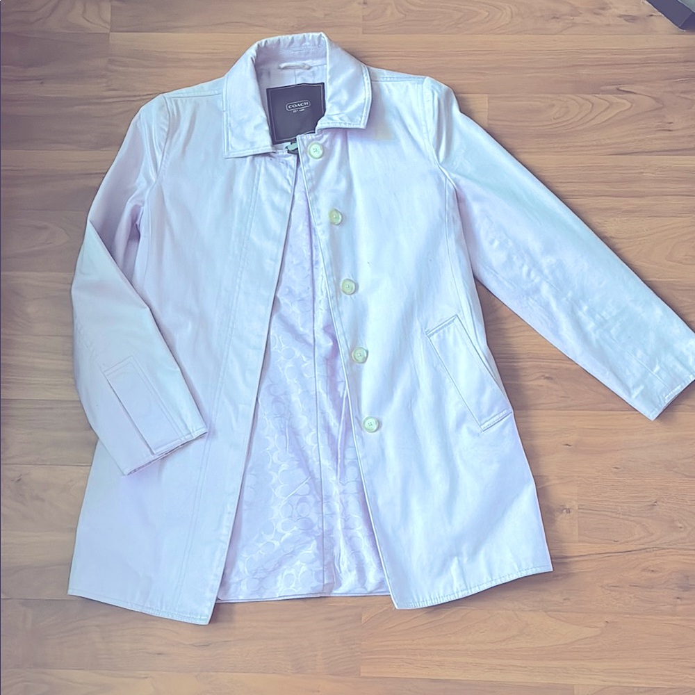 Coach Light Lavender Trench Coat Lightweight Classic